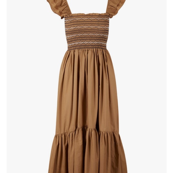 Cara Cara Beige Ruffle Midi Dress Ruby Khaki Mix Flutter Sleeve Dress med - Picture 3 of 6
